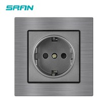 디자인 멀티탭 sran 유럽 표준 전기 콘센트 알루미늄 합금 패널 8282mm 가전 제품 위한 220v 16a 벽 소켓 eu, 회색 f9, 유럽 ​​연합, 1개
