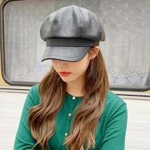 동대문모자 레더 팔각헌팅캡 가죽 뉴스보이캡