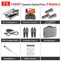 4DRC F3 드론 GPS 4K 5G 와이파이 라이브 비디오 FPV 4K/1080P HD 광각 카메라 접이식 고도 유지 내구성 RC, 03 1080P 3 battery