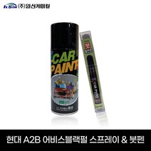 현대 343 A2B 어비스블랙펄 카페인트 스프레이 붓펜, 붓펜 15ml, 1개