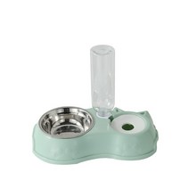 고양이자동급식기 반려동물 사료 배식기 강아지 밥그릇 500ml 개 그릇 고양이 먹이 자동 애완 동물 및 마시, 02 2 in 1 Green