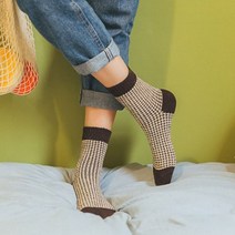 위dhns_체크무늬 중목 여성용양말 10켤레(색상랜덤) 용패션 면양말 용양말 여자♥dhn