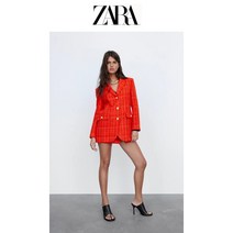 모직라인 주황색 자켓 치마 ZARA 자라 여성 투피스 세트