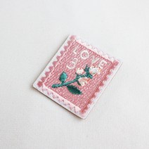 [안중근우표] 플라이쿱 LOVE 꽃 우표 열접착식 자수패치 와펜 세트 2개입