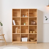 데코라인 라세 4단책장 12칸 원목 세로 책장, 단품