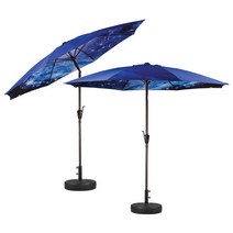 스마트퍼니처 야외 커피숍 휴게실 수영장 펜션 테라스 야자수 은하수디자인 알루미늄 프레임 각도 조절 오염방지 원단 파라솔만 야외테이블, 블루(베이스별도)