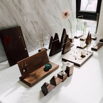 원목 보석 진열대 골드 귀걸이 반지 시계 거치대 호두나무 반지걸이, 디자인 A