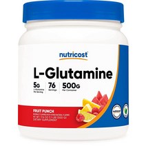 Nutricost 뉴트리코스트 L글루타민 과일 파우더 프루트 펀치 500g, Fruit Punch, 500 Gram, 1개