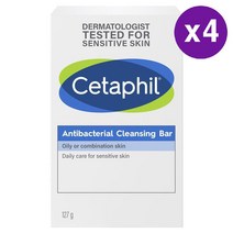 세타필 지복합성 안티박테리얼 항균 클렌징 비누 바 127g 4팩 Cetaphil Antibacterial Cleansing Bar