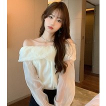 마요이 가을 오프숄더 쉬폰 오간자 블라우스 블랙 하객룩 44사이즈쇼핑몰 르뚜앙