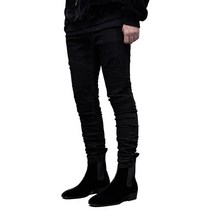 남자 스키니 진 청바지 슬림 핏 바이크 진 데미지 진 데님 팬츠 스타일 패션 바지