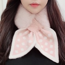 노이드비 밍크촉감 니트리본머플러 페이크퍼목도리 핑크