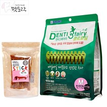포켄스 덴티페어리 클로로필 410g + 멍도락 연어스틱 국내수제간식, 1개, 클로로필 410g M +연어스틱 60g