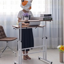 서있는 책상 높이조절 스탠딩 테이블 데스크, 일반형 오크