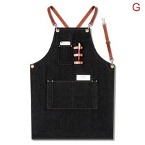 데님 앞치마 스트랩 턱받이 바리스타 바텐더 바베큐 요리사 유니폼 작업복, 07 G
