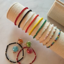 크리스탈 팔찌 실버925 은볼 18k 도금 비즈 레드 블랙 버건디 옐로우 컬러 신민아 동백이 레인보우