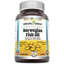 어메이징뉴트리션 노르웨지안 피쉬 오일 1250mg 오렌지 소프트젤, 120개입, 1개
