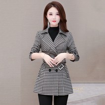 여성 체크 정장코트 데일리 트렌치코트 빅사이즈