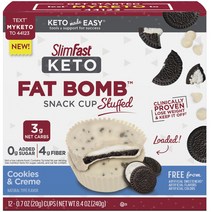 슬림패스트 팻 밤 스낵 컵 쿠키 & 크림 맛, 1개, 240g