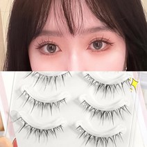타이 화장 어수선하다 작은 악마 부분 속눈썹 속눈썹 붙이기 인조속눈썹 가닥 속눈썹 셀프속눈썹연장 뿌리펌롯드 투명한 낚싯줄 줄기, P03, 2개