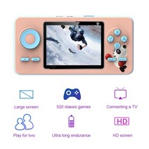 비디오게임기S5 레트로 미니 게임 520 싱글/더블 플레이어 4K HD 스크린 비디오 TV 프로젝터 콘솔용 핸드, 한개옵션1, 01 Pink Single