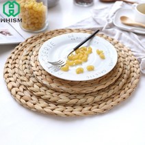 라탄테이블 라탄가구 라탄스툴 등나무 미끄럼 방지 둥근 편조 테이블 매트 세트 22/25CM 내열 패드 냄비 홀, 01 5PCS_01 25cm