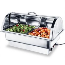 차핑디쉬 챠핑디쉬 푸드워머 뷔페 케이터링 업소용보온통 보온반찬통, 투명 커버형 두칸 (13.5리터)