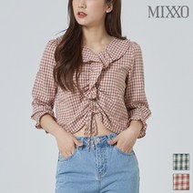 미쏘 러플카라 체크블라우스 MIWBL9922R