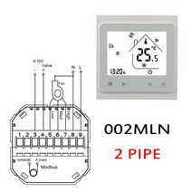Modbus RS485 룸 온도 조절기 0-10V 밸브 2P 4P 팬 코일 유닛 냉각/난방 95-240VAC 24VAC, [01] 002EMLN-White 4P, [01] 24VAC