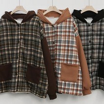 시드마켓 기모 체크 후드 자켓 212K686S 빅사이즈 여성의류