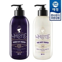 애경 휘슬 애견 샴푸 500ml x2개(샤이닝실키/퓨어모이스트), 샤이닝실키 샴푸 500ml x2