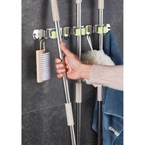 끌림홈 스텐 청소도구 정리 걸이 거치대 홀더 밀대 대걸레 막대 마대 욕실 꽂이 물걸레 3구, 3구(접착제X)