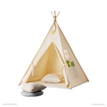 실내 베란다 캠핑 인디언 텐트 원목 글램핑 아지트, 4기둥 실내텐트 [단일창] 볼램프+장식+깃발