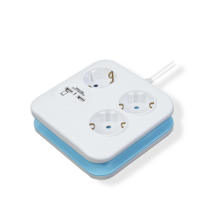 러그박스 3구 USB 납작 납작한 슬림 멀티탭 이지콕 플러그 CUBE 사각 멀티콘센트 1.4M, 사각 USB 멀티탭 화이트블루, 1개
