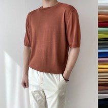피노치 남성 머슬핏 린넨 반팔 텐셀 니트 티셔츠 20컬러