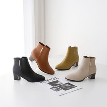여성 가죽 스판 첼시 뷰티 명품 앵글부츠 소프트 베이직 미들굽 발편한 5cm 중년여성