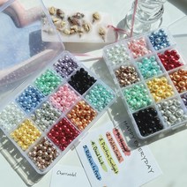 샤론델 컬러 아크릴 진주 구슬 세트 2종 1-5064 진주목걸이 팔찌만들기 악세사리부자재, 8mm(0.5mm+본드)