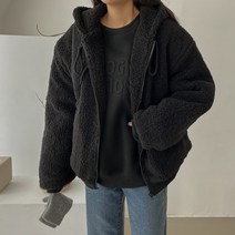 화이트폭스 여성용 양털 누빔 후드집업 점퍼