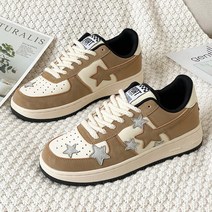 패들 킥판디자이너 보드 슈즈 스타 플랫 스니커즈 Zapatillas Mujer 레이스업, 02 브라운_01 36