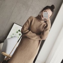 센스빅 목폴라 후드 니트 롱 원피스