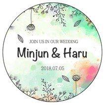 디자인요나 (3+1 당일출고)웨딩 결혼 청첩장 답례 감사 63.7mm_12개 주문 제작 광택아트지 스티커, 12개입, 웨딩문구_21