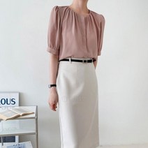 옷자락 [옷자락] 여자 여름 하객룩 세련된 반팔 블라우스