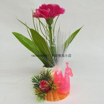 야자수 코코넛 나무 미니 식물 정원 장식품 피규어 조화 미니어처 모형 인조 감성 소품 트로피칼, 카네이션 공작 색상은 랜덤 약 15cm