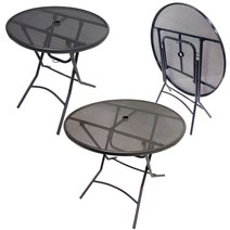 야외용테이블 원형 접이식식탁 카페 철제탁자 TSF002E, 850mm, 블랙