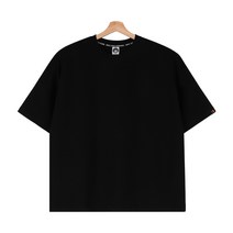 훈자야 빅사이즈 LABEL HJ 무지 오버핏 라운드 반팔티 (블랙) (HJ)