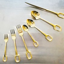 [천삼백케이] [시나몬샵] 골드 커트러리 양식기 세트, 디너나이프 24cm