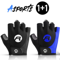 듀웨이 ASPORTS 자전거 반장갑 1+1, 블루(L), 레드(XL)
