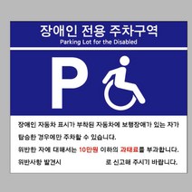 포맥스 표지판 장애인 전용 주차 구역 B타입 400X300 장애인용 주차장 파킹 아파트