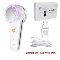 갈바닉 ems 얼굴 리프팅 마사지기크라이오 테라피 페이스 케어 장치 핫 콜드 해머 블루 광자 여드름 스킨, 04 EU Plug With Box
