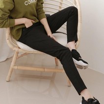 애니진 AE1112_가을신상 히든밴딩 면바지 블랙 스키니 스판팬츠